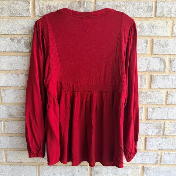 Knox Rose Long Sleeve V-Neck Floral Embroidered Boho Blouse  Women's Size S. - Picture 2 of 9